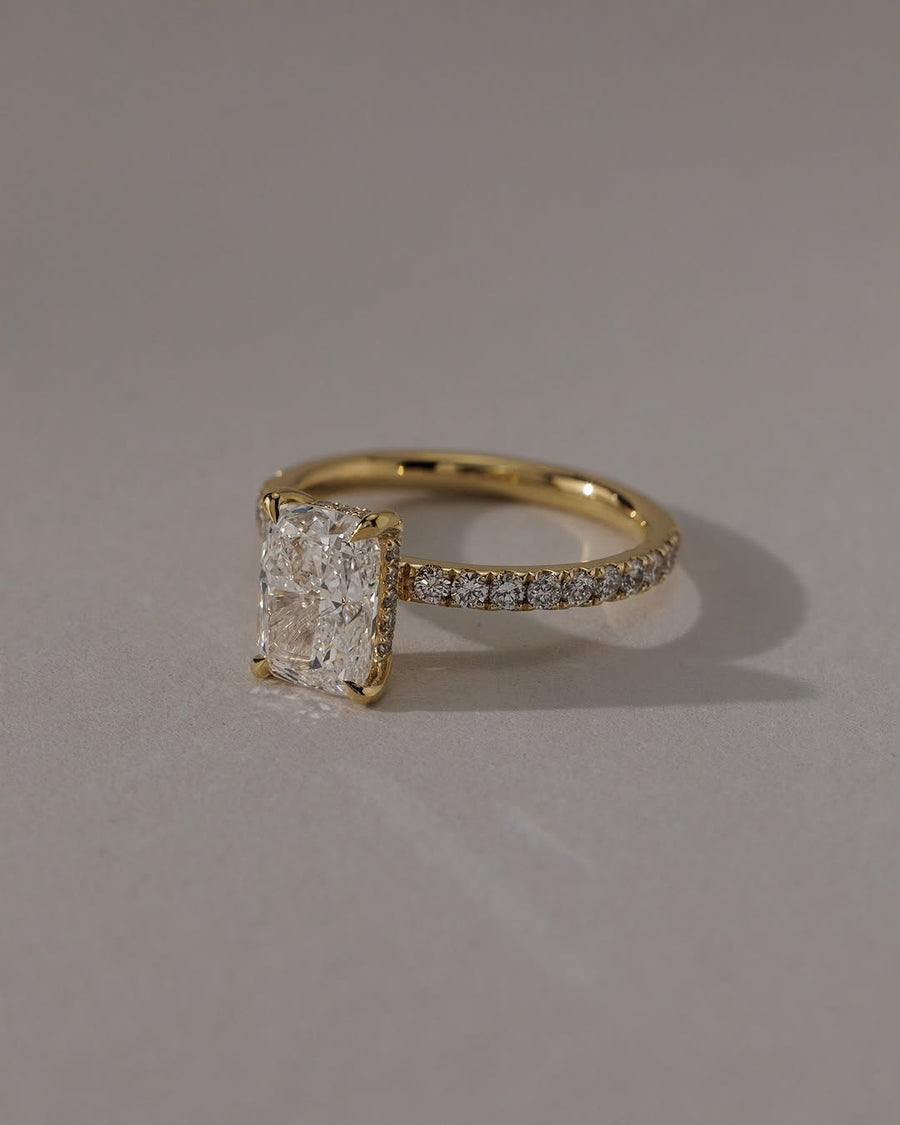 1.0-3.0 CT Elongated Cushion  Lab Grown Diamond Pave Setting Engagement Ring