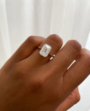 1.50 - 3.50 CT Emerald  Lab Grown Diamond Bezel Style Engagement Ring