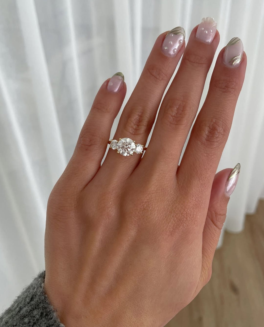 2.2 CT Round E/VVS2⁠ CVD Lab Grown Diamond Three Stone Style Engagement Ring