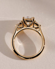 1.04-3.04 CT Elongated Cushion Lab Grown Diamond Three Stone Style Engagement Ring