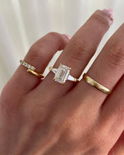 1.50-3.50 CT Emerald Lab Grown Diamond Three Stone Style Engagement Ring