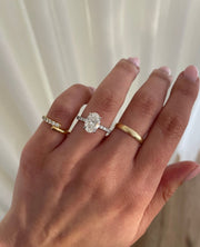 1.02-3.02 CT Oval Lab Grown Diamond Pave Style Engagement Ring