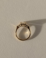 1.0-3.0 CT Emerald  Lab Grown Diamond Three Stone Style Engagement Ring