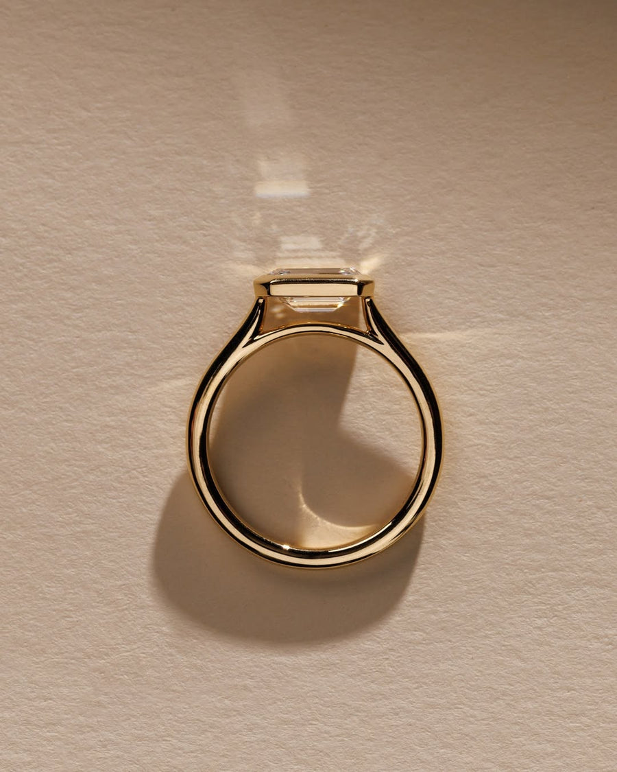 1.50-3.50 CT East west Emerald Lab Grown Diamond Bezel Style Engagement Ring