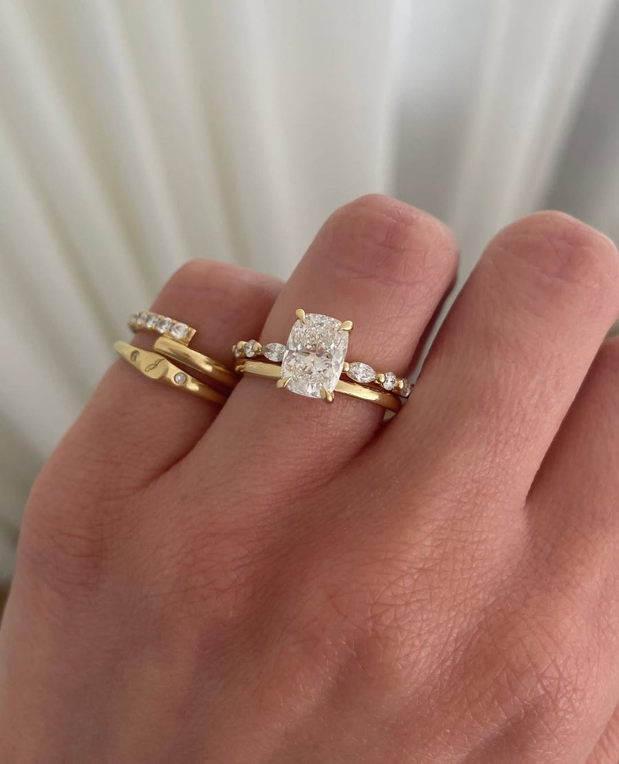 1.80-3.80 CT Elongated Cushion Lab Grown Diamond Pave Style Engagement Ring