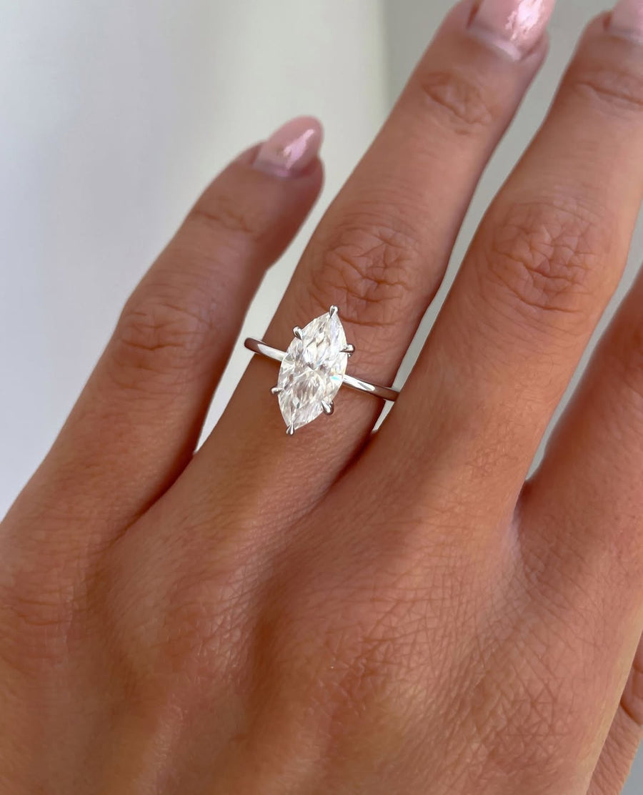 1.0-3.0 CT Marquise⁠  Lab Grown Diamond Solitaire Style Engagement Ring