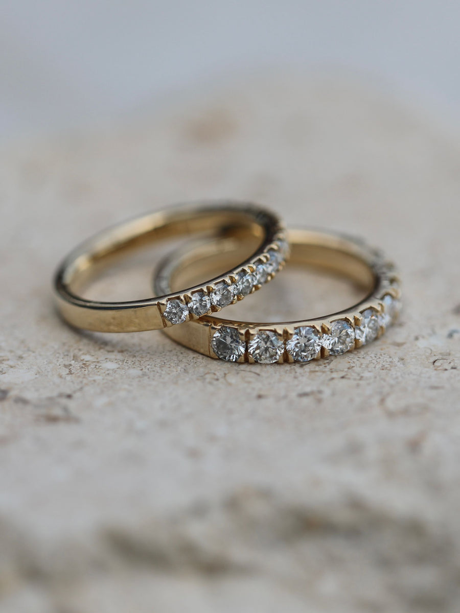 1.10 TCW Round Cut Half-Eternity Wedding Band