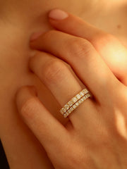 1.10 TCW Round Cut Half-Eternity Wedding Band