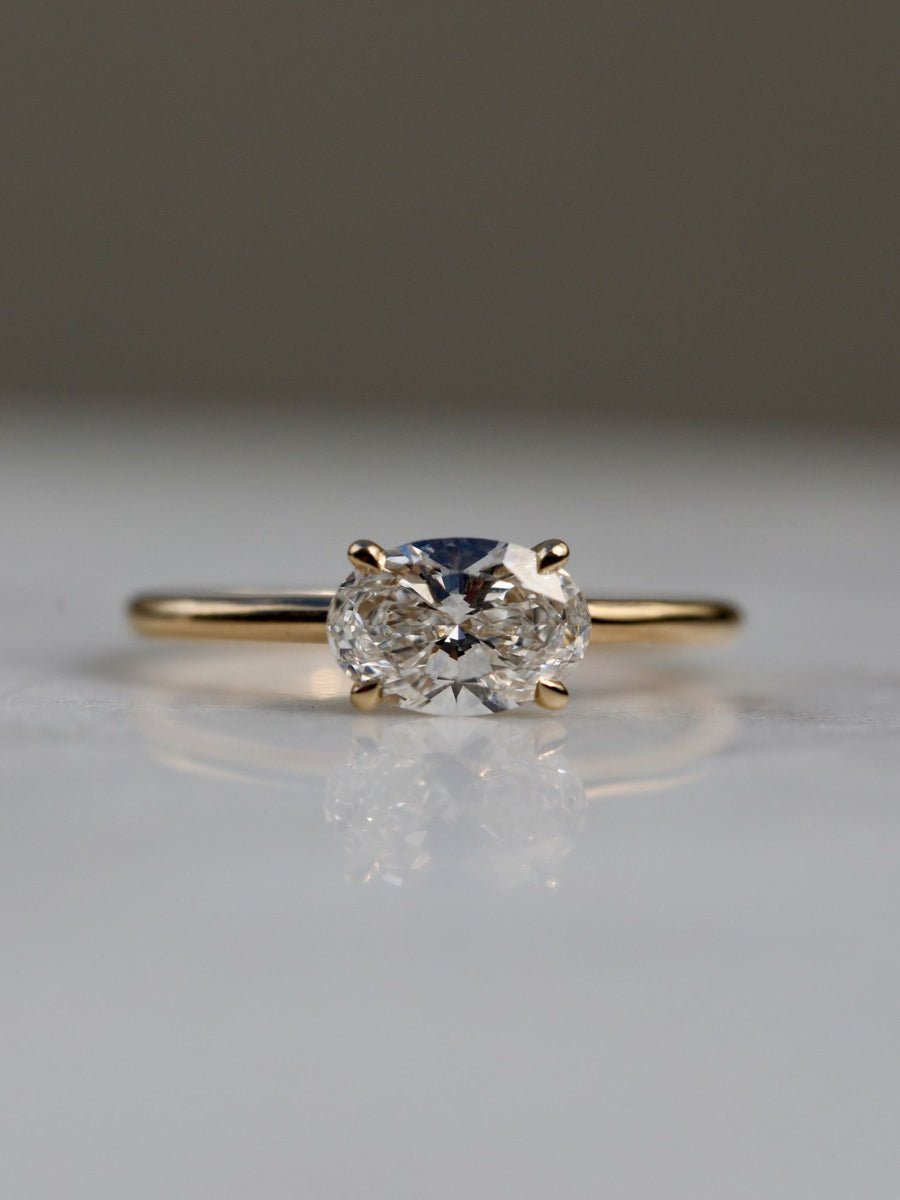 1.0-3.0  CT East-West Oval  Lab Grown Diamond Solitaire Engagement Ring