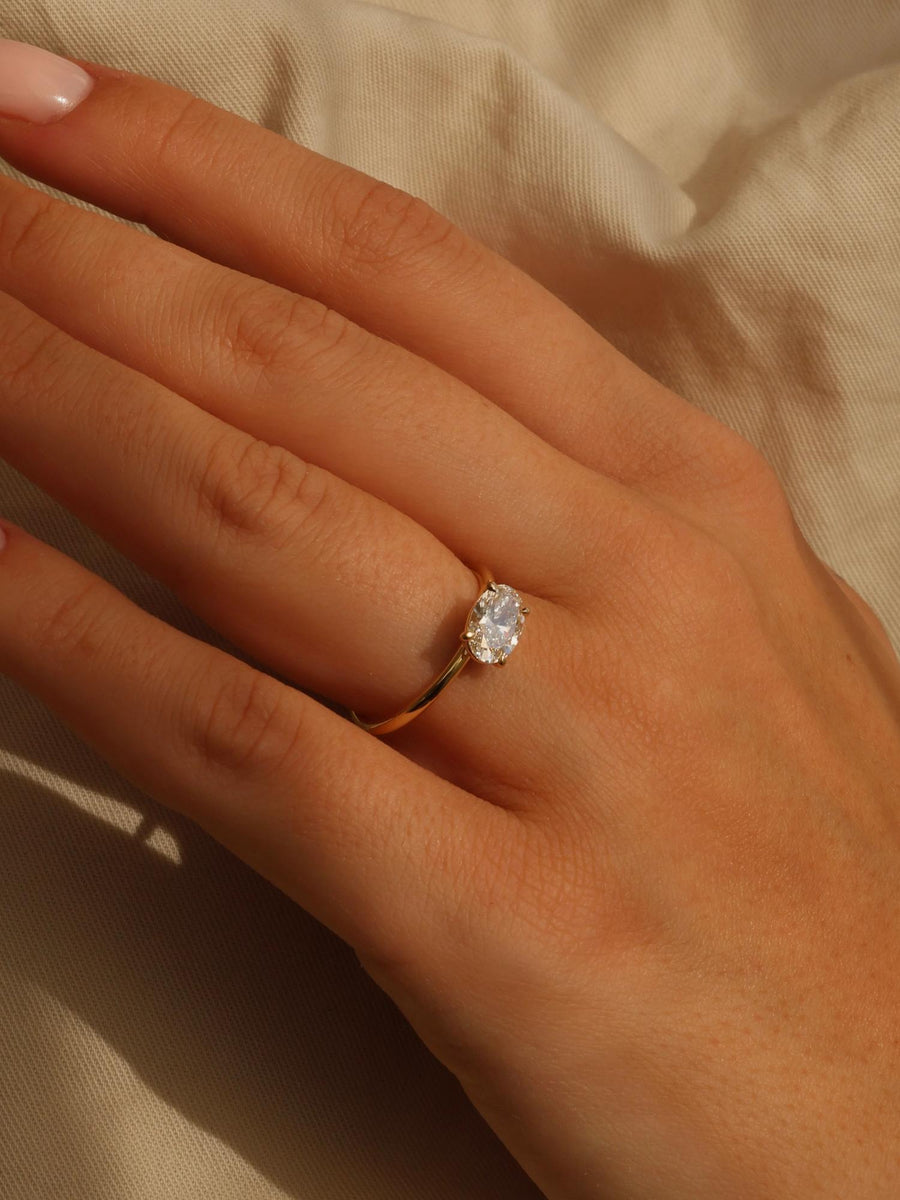 1.0-3.0  CT East-West Oval  Lab Grown Diamond Solitaire Engagement Ring