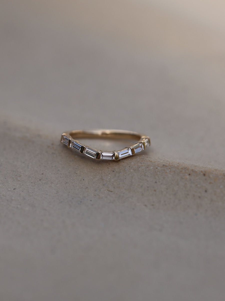 0.37 TCW Baguette Cut curved style Wedding Band