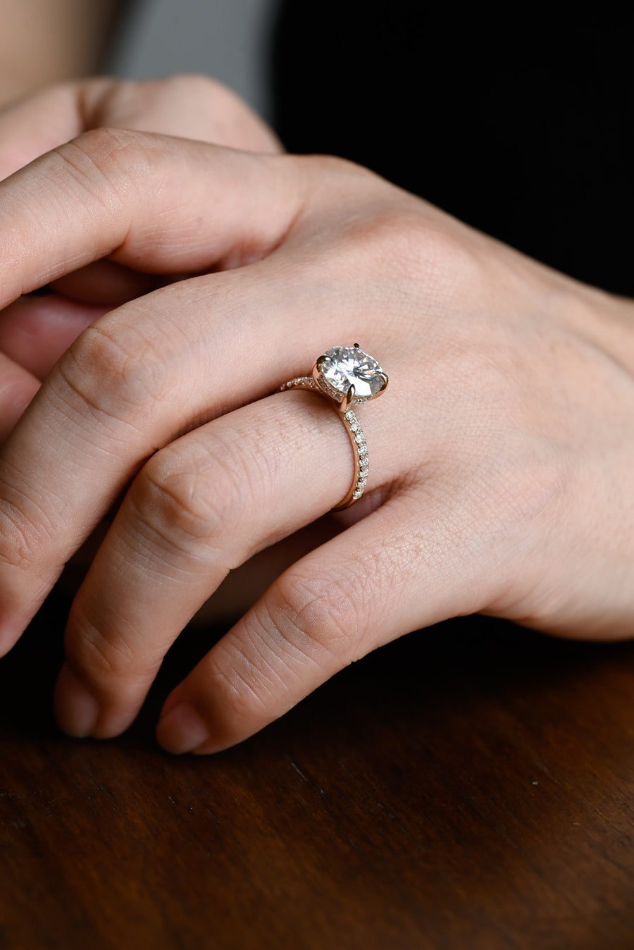 3.0 CT Emerald Cut Halo & Pave Moissanite Engagement Ring