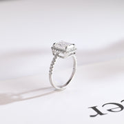 3.0 CT Emerald Cut Halo & Pave Moissanite Engagement Ring