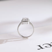 3.0 CT Emerald Cut Halo & Pave Moissanite Engagement Ring