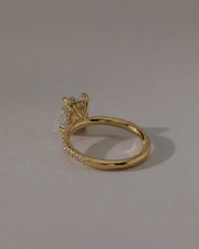 1.0-3.0 CT Elongated Cushion  Lab Grown Diamond Pave Setting Engagement Ring