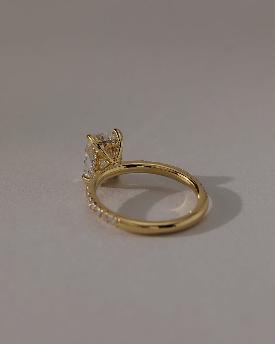 1.0-3.0 CT Elongated Cushion  Lab Grown Diamond Pave Setting Engagement Ring