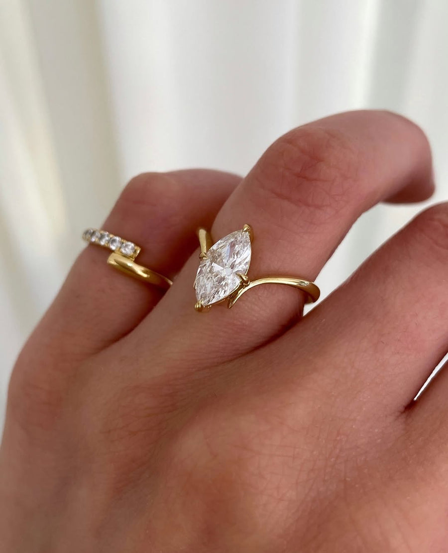 1.0 - 3.0 CT Marquise ⁠⁠ CVD Lab Grown Diamond  Solitaire Style Engagement Ring