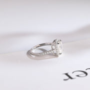 3.0 CT Emerald Cut Halo & Pave Moissanite Engagement Ring