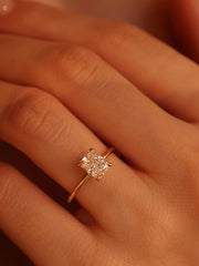 Radiant cut lab grown diamond solitaire engagement ring, 1.50 to 3.50 carats, in a classic prong setting on polished gold band