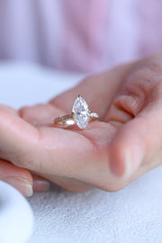 3.0 CT Marquise Cut Pave Moissanite Engagement Ring