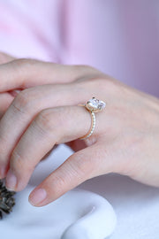 3.0 CT Marquise Cut Pave Moissanite Engagement Ring