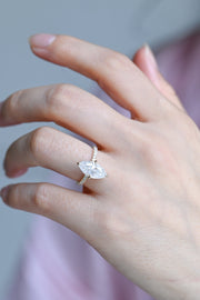 3.0 CT Marquise Cut Pave Moissanite Engagement Ring