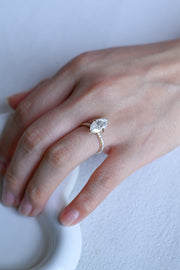 3.0 CT Marquise Cut Pave Moissanite Engagement Ring
