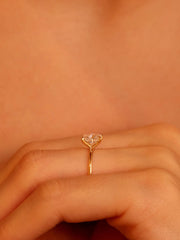 Radiant cut lab grown diamond solitaire engagement ring, 1.50 to 3.50 carats, in a classic prong setting on polished gold band