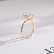 3.0 CT Marquise Cut Pave Moissanite Engagement Ring