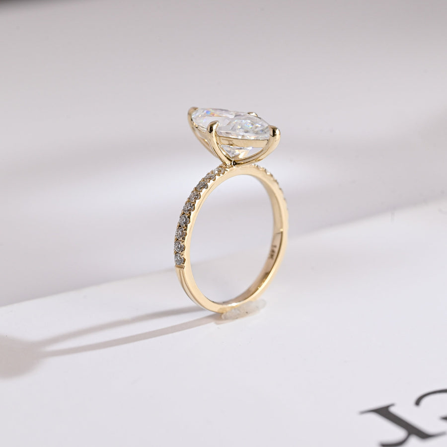 3.0 CT Marquise Cut Pave Moissanite Engagement Ring