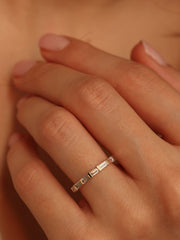 0.63 TCW Baguette Cut Half Eternity Wedding Band