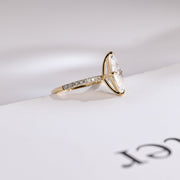 3.0 CT Marquise Cut Pave Moissanite Engagement Ring