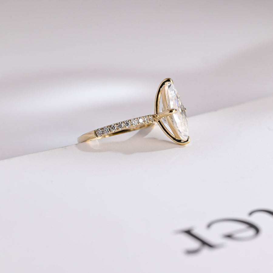 3.0 CT Marquise Cut Pave Moissanite Engagement Ring