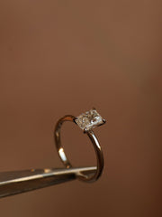 Radiant cut lab grown diamond solitaire engagement ring, 1.50 to 3.50 carats, in a classic prong setting on polished gold band