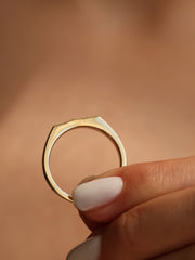 0.5 TCW Round Signet Textured Wedding Band