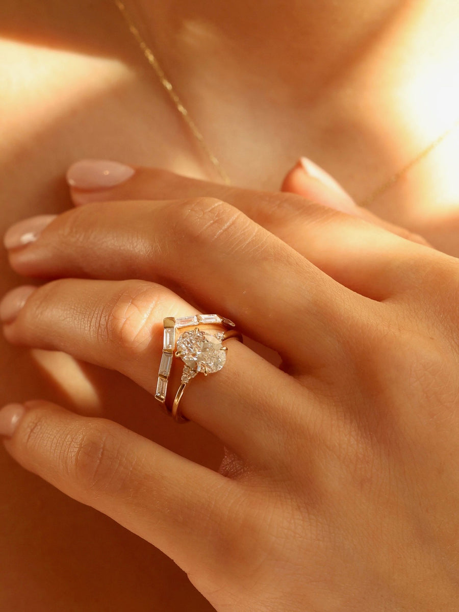 0.30 TCW Baguette Cut curved style Wedding Band