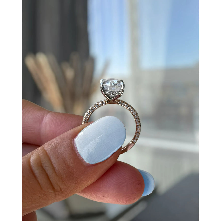 3.0-4.0 CT Oval  Lab Grown Diamond Hidden Halo & Pave Engagement Ring-Custom Listing For John