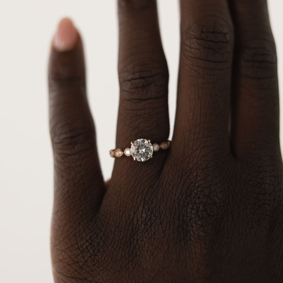 0.88 CT Round Solitaire Moissanite Engagement Ring