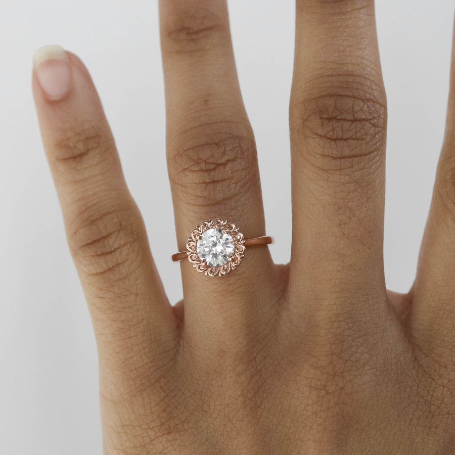 1.1 CT Round Cut Solitaire Moissanite Engagement Ring