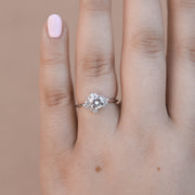 0.86 CT Round Cut Cluster Moissanite Engagement Ring