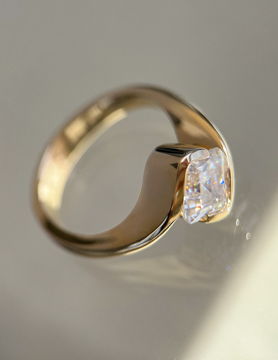 1.50 -2.50 CT Asscher Cut Lab Grown Diamond Solitaire Engagement Ring