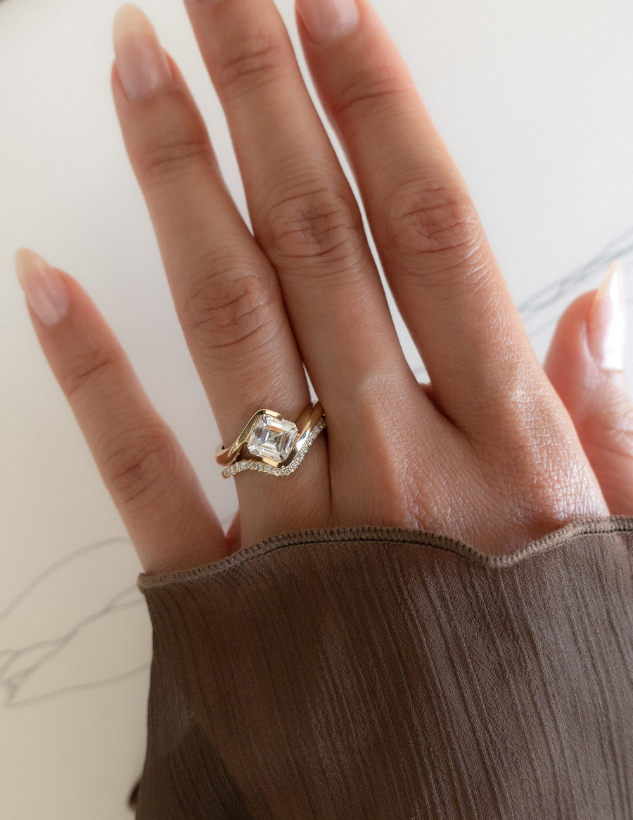 1.50 -2.50 CT Asscher Cut Lab Grown Diamond Solitaire Engagement Ring