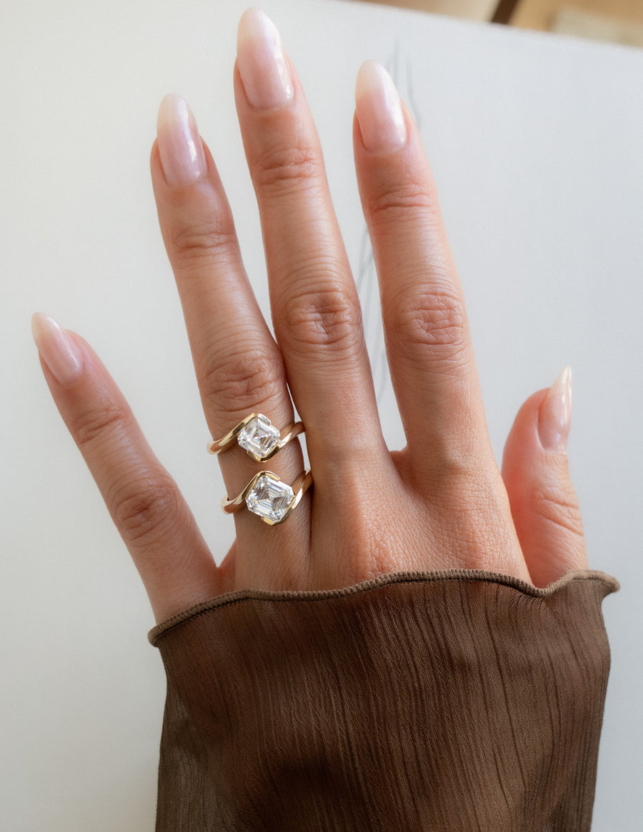 1.50 -2.50 CT Asscher Cut Lab Grown Diamond Solitaire Engagement Ring