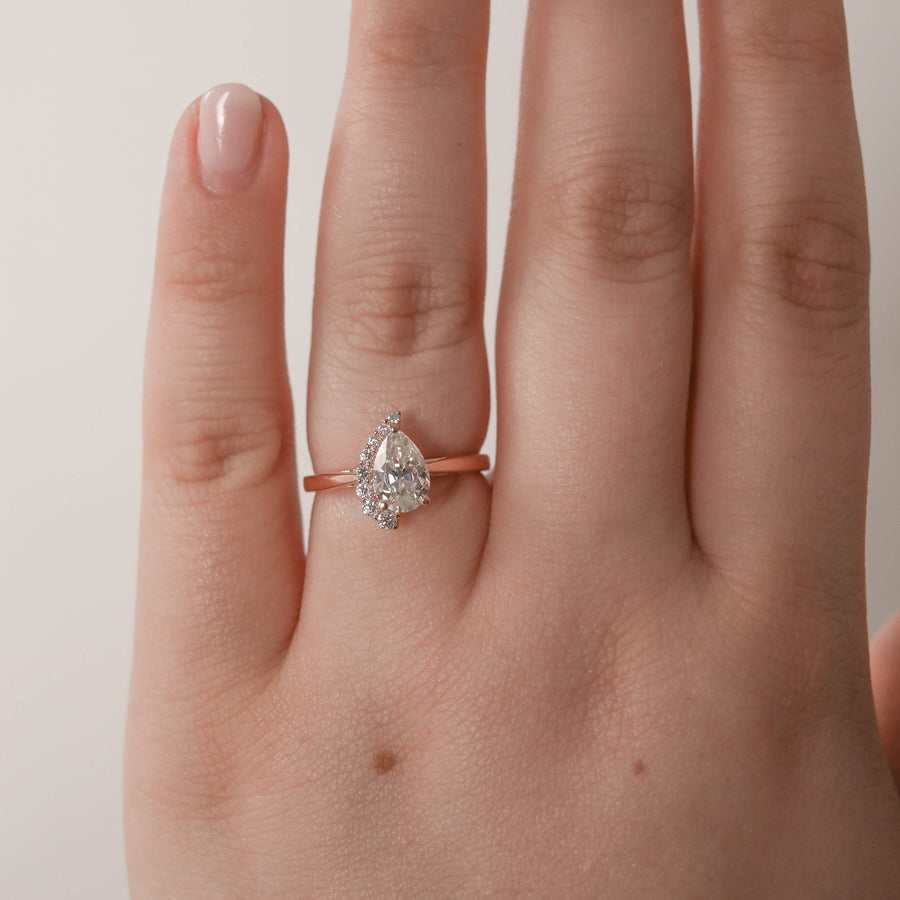 1.33 CT Pear Cut Cluster Moissanite Engagement Ring