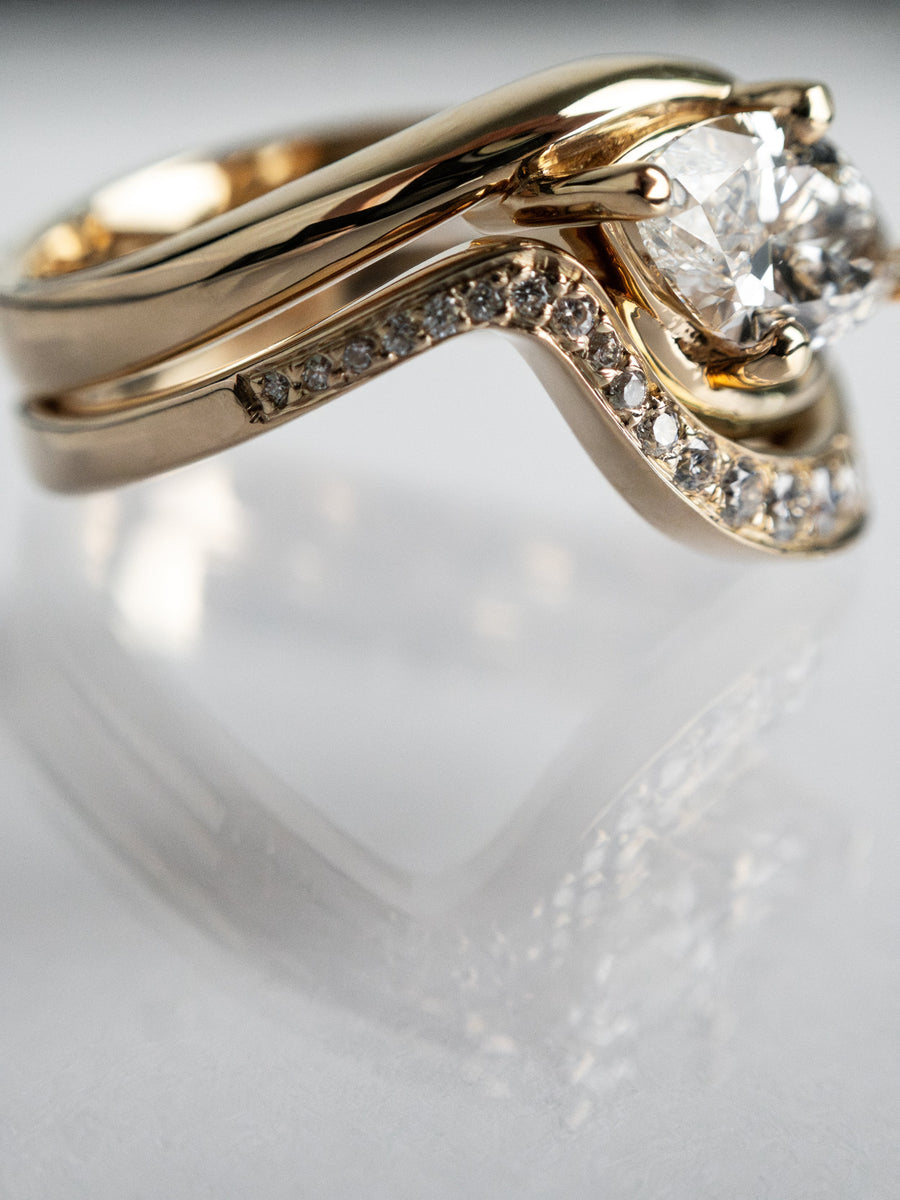 1.0 CT- 2.0 CT Marquise Cut Lab Grown Diamond Solitaire Setting Bridal Set