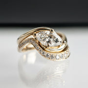 1.0 CT- 2.0 CT Marquise Cut Lab Grown Diamond Solitaire Setting Bridal Set