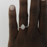0.85 - 1.33 CT Pear Cut Halo Moissanite Engagement Ring