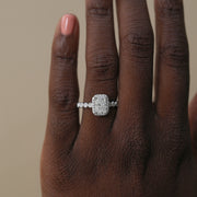 1.04 - 2.1 CT Radiant Cut Halo Moissanite Engagement Ring