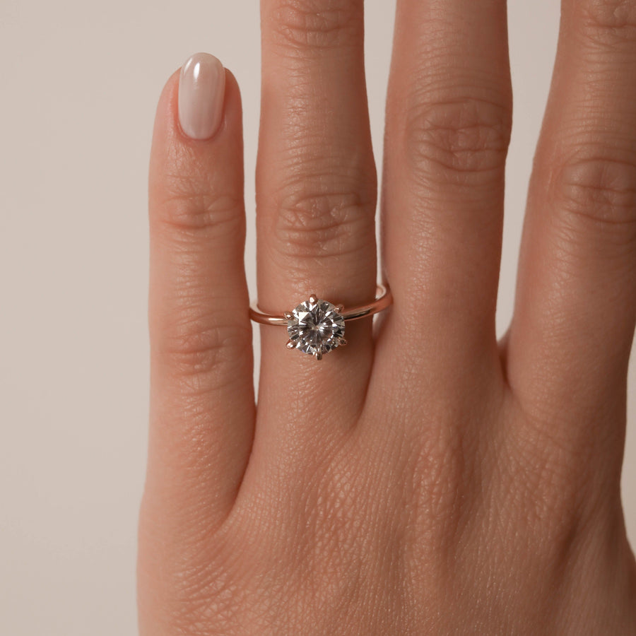 1 - 2.0 CT Round Cut Solitaire Moissanite Engagement Ring