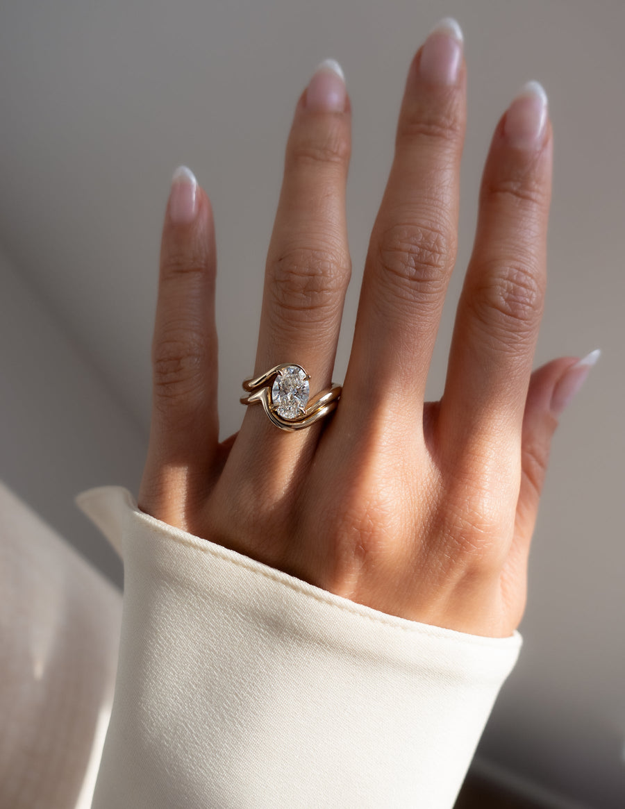 1.50- 3.0 CT Oval cut Lab Grown Diamond Solitaire Setting Bridal Set